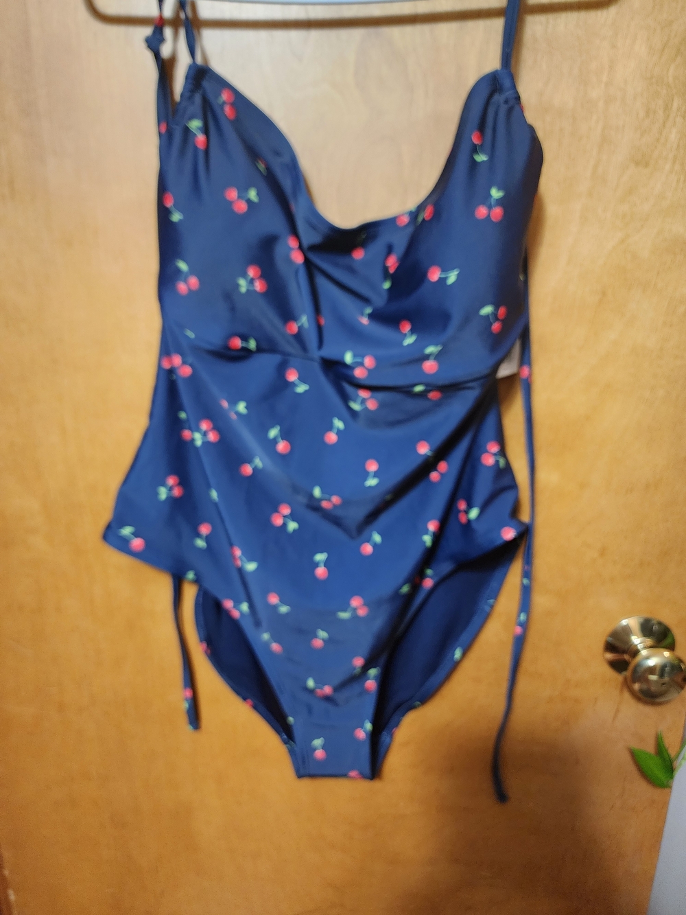 Old Navy Cherry One Piece Swimsuit NWT XXL Cutout Back Blue Red NWT